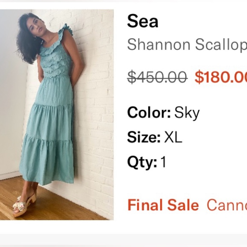 Sea New York Green linen  Spaghetti Strap Sundress for Wedding Guests sz XL